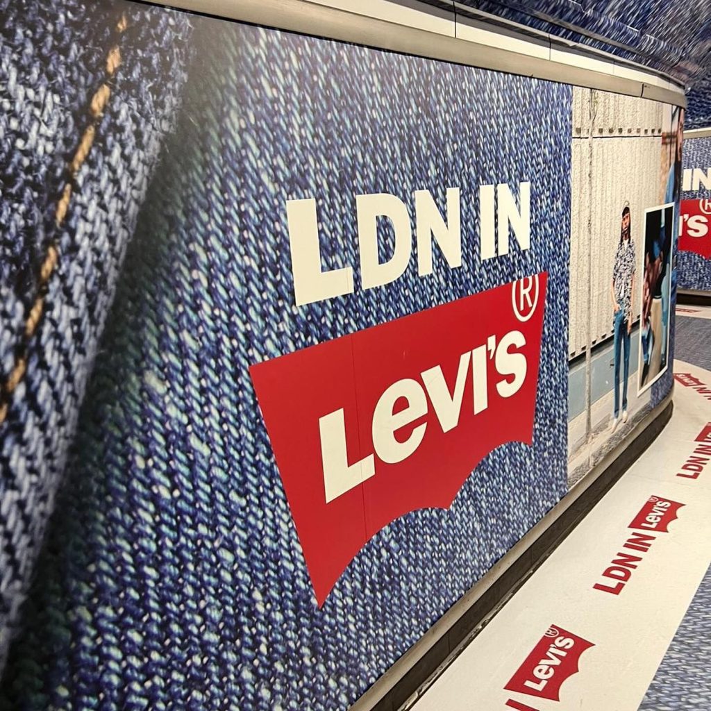 An example of a tunnel domination to advertise Levi's on the London Underground.